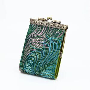 Peacock Pattern RFID Card Wallet | Teal/Pink